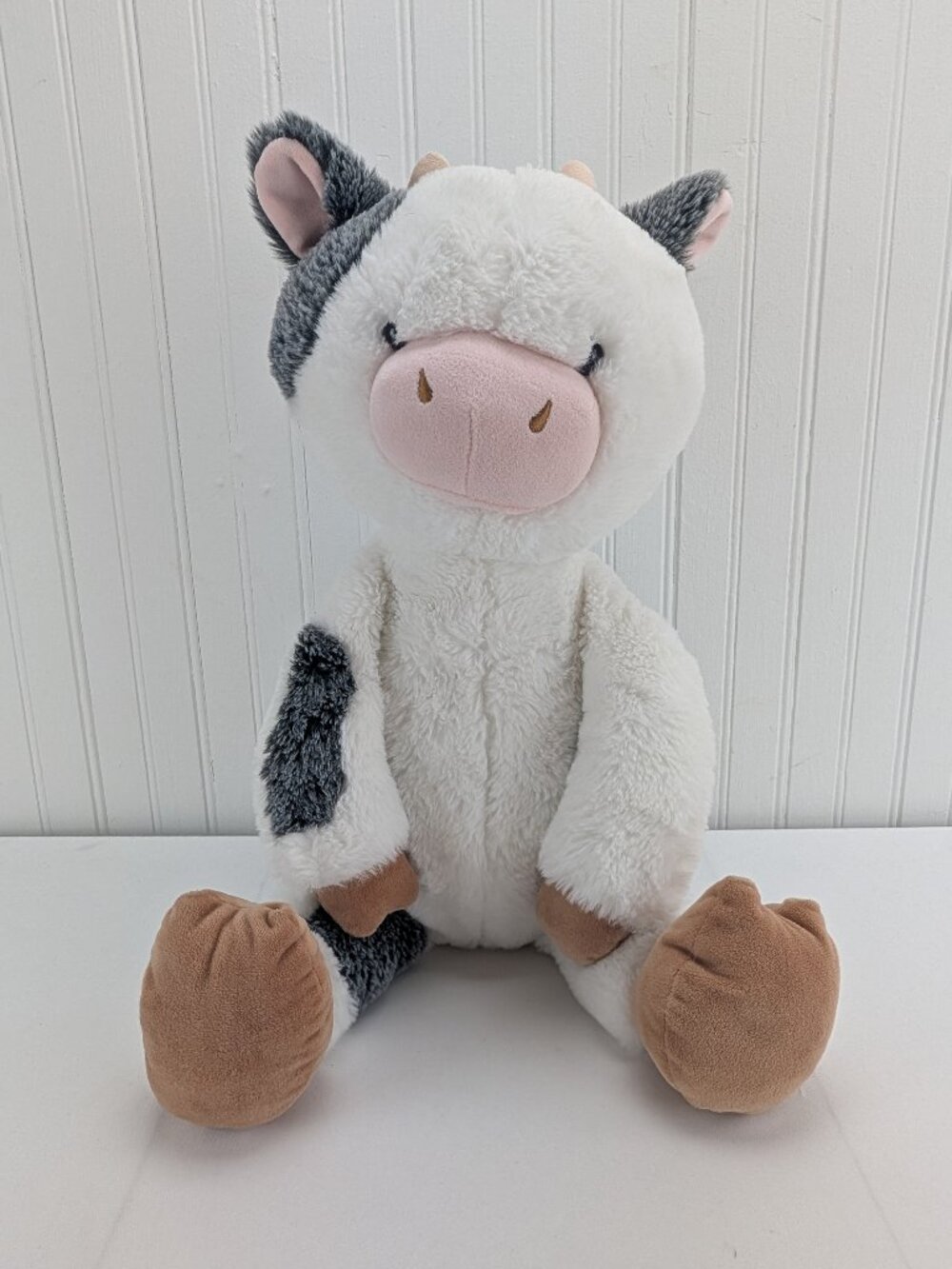 Walmart Kid Connection Cow Plush 22" Stuffed Animal White Gray Security Toy